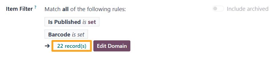 Odoo 18.0 Product Data Feed Item Filter Records